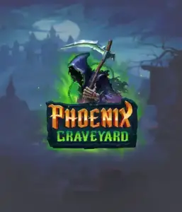 ELK Studios' Phoenix Graveyard game screen, showcasing the mystical graveyard and the legendary phoenix rising from the ashes. Displayed in this image is the slot's innovative expanding reels, coupled with its beautifully crafted symbols and dark theme. It vividly depicts the game's theme of rebirth and immortality, making it enticing for those interested in the supernatural.